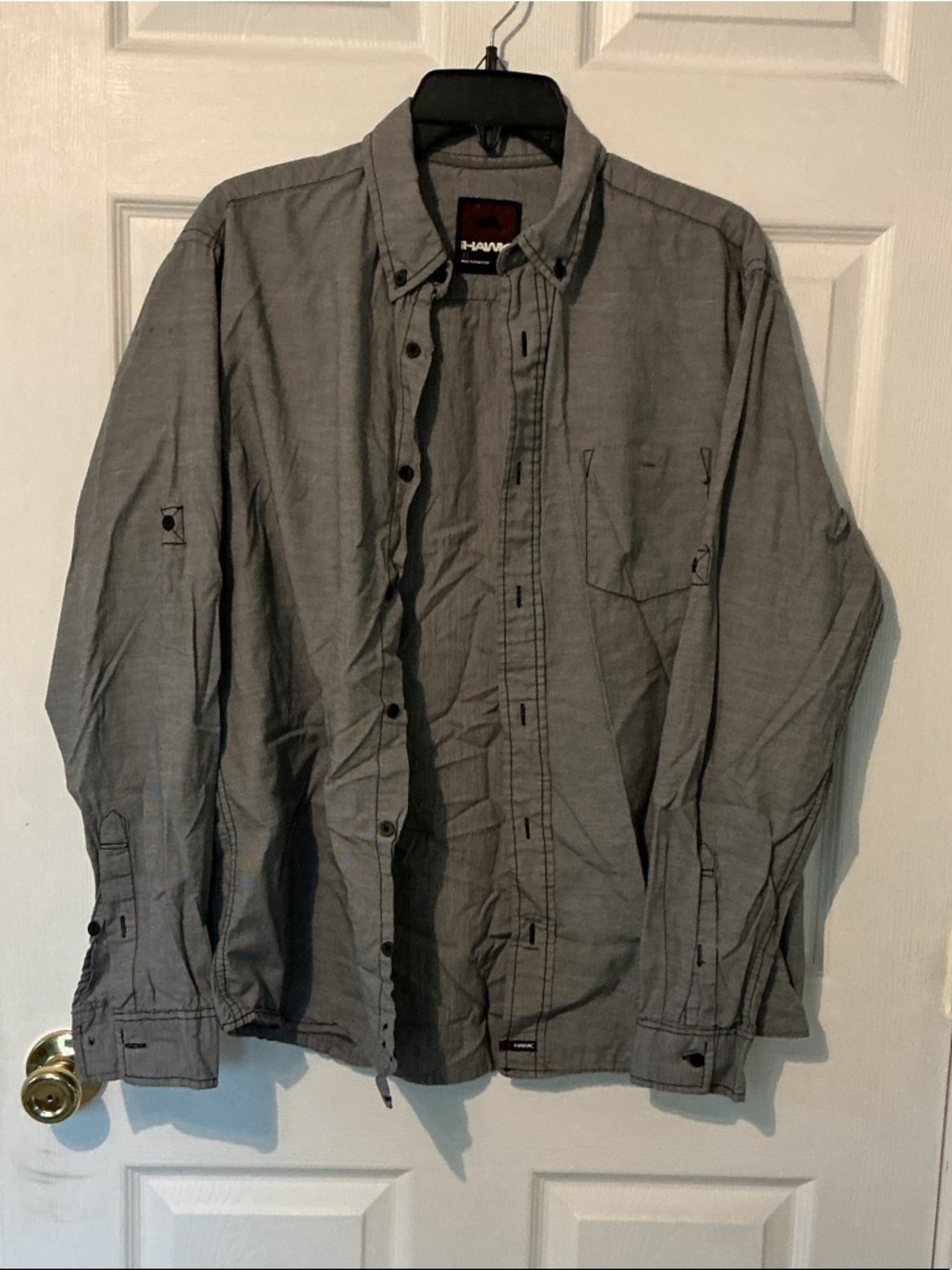 Tony Hawk Men's Light Gray Button-Front Shirt Jacket